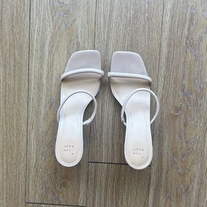 A New Day Tan/Light Nude Cylinder Block Heel Sandals (size 10)